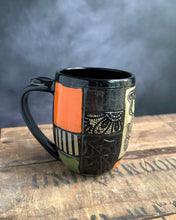 Load image into Gallery viewer, Quilted Halloween Mug 1 (Black Cat Whiskers)
