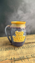 Load image into Gallery viewer, Little Witch Mug (periwinkle purple/yellow)
